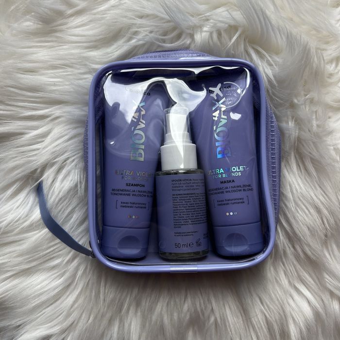 L' Biotica Biovax Travel Set Ultra Violet For Blonds 75 ml + 75 ml + 50 ml szampon maska mgiełka