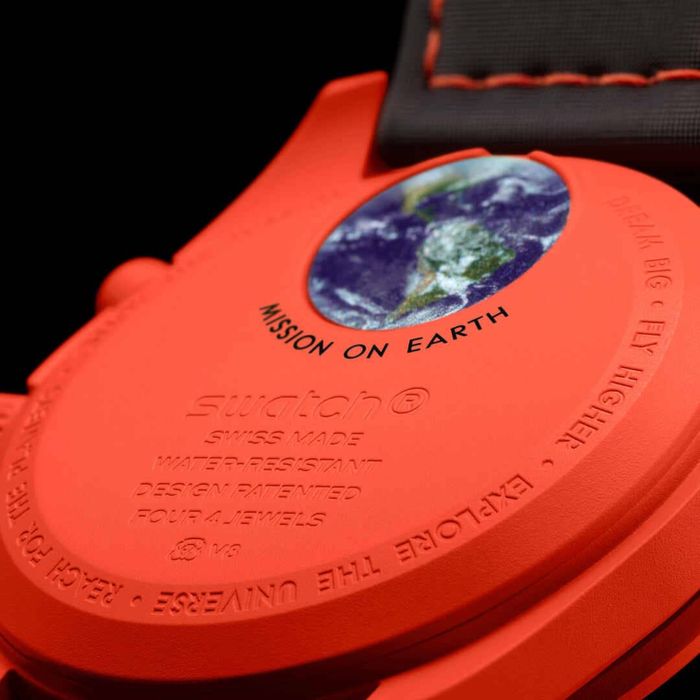 Omega X Swatch Mission on Earth Lava moonswatch омега свотч Лава кварцевий наручний чоловічий годинник