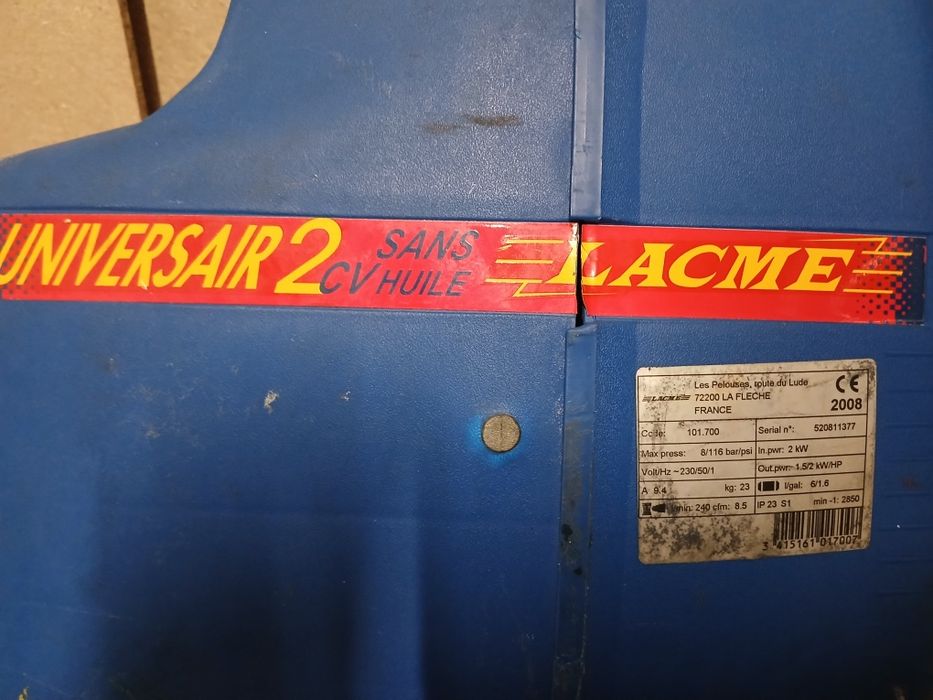 Compressor de Ar Lacmé Universair 2 – 2 HP / 6L / 8 bar – Sem Óleo