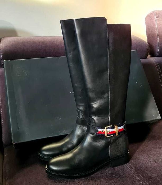 Tommy Hilfiger kozaki skórzane Corporate belt roz 38 nowe
