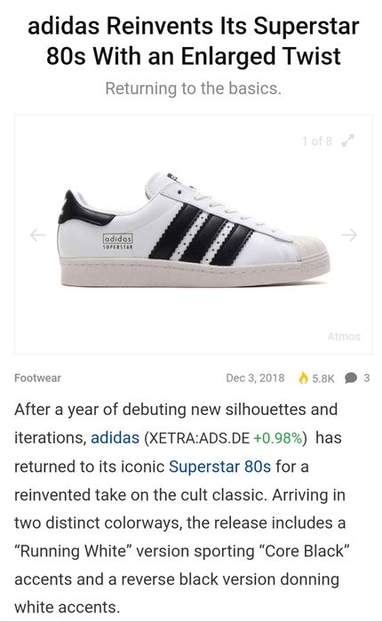 Adidas Superstar edição limitada anos 80