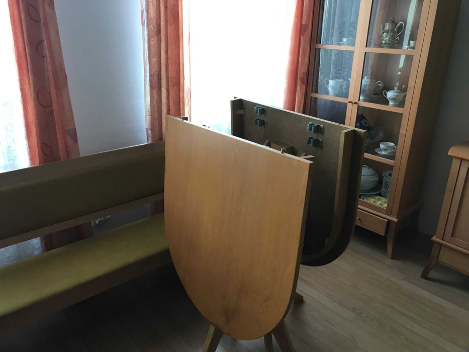 Oryginalny stół bukowy rozkładany jasny ozdobne nog