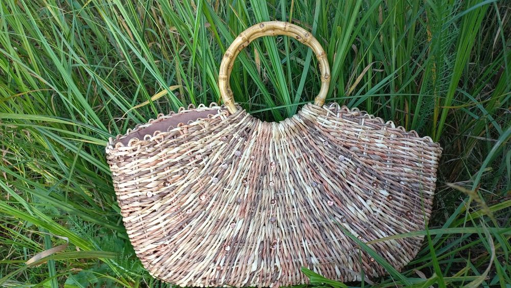 Сумка соломка бамбукові ручки