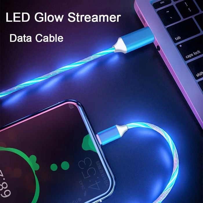 INNOWACYJNY kabel usb do usb-c podświetlenie LED 1m