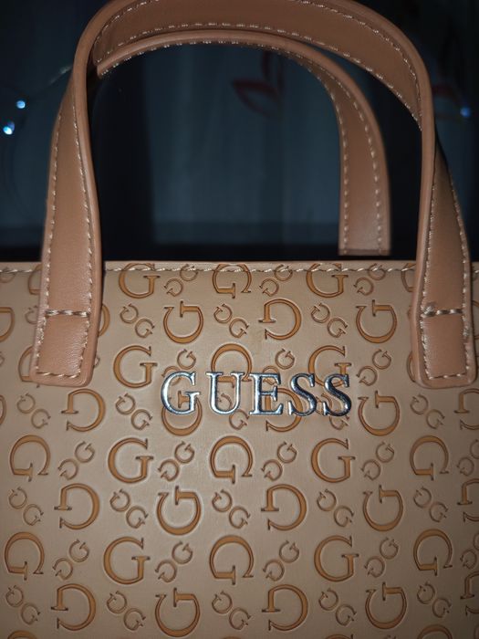 Жіноча сумка GUESS mini, бежевий монограм