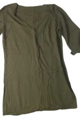 Vestido Curto De Malha Verde Militar Gola Henley