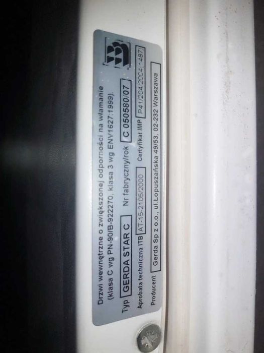 Antywłamaniowe drzwi wejściowe GERDA STAR C 90E