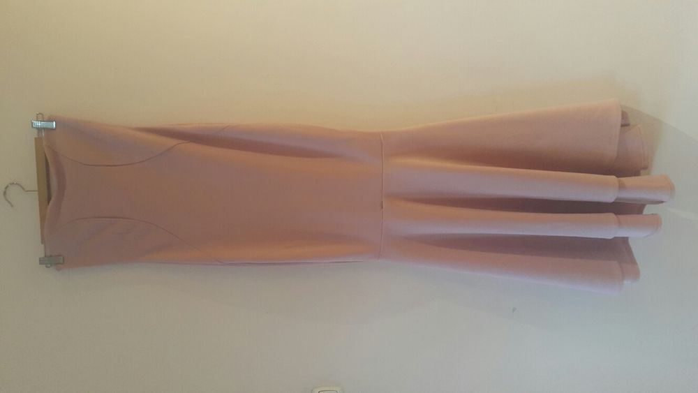 Nowa suknia asos maxi r.10 36/38 bez ramiączek brudny róż dopasowana