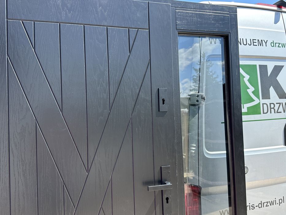 Drzwi zewnętrze drewniane z doświetlam czyste powietrze CAŁA POLSKA