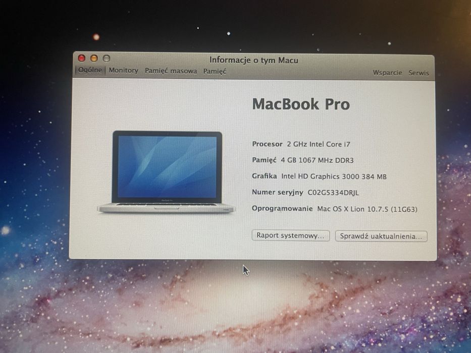Macbook Pro A1286 i7/4gb/500gb 15 cali 2011r