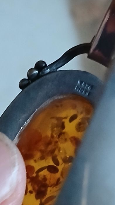 Bransoletka srebro 925 bursztyn autor Niels Erich Fromm