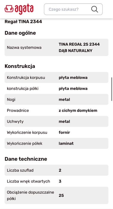Regał dębowy TINA Agata Meble
