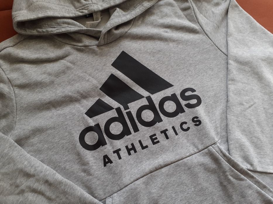 Szara bluza kangurka z kapturem Adidas XL