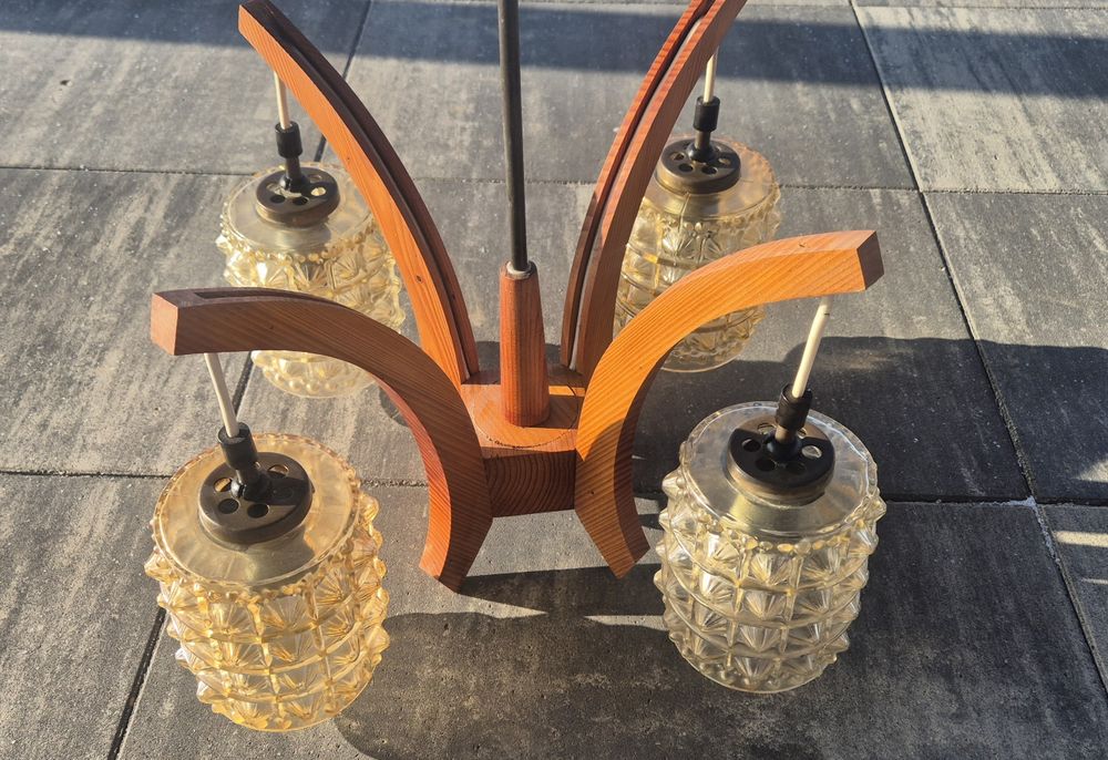 Lampa żyrandol prl zabytek klosz