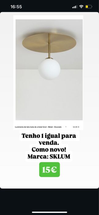 Candeeiro tero dourado SKLUM