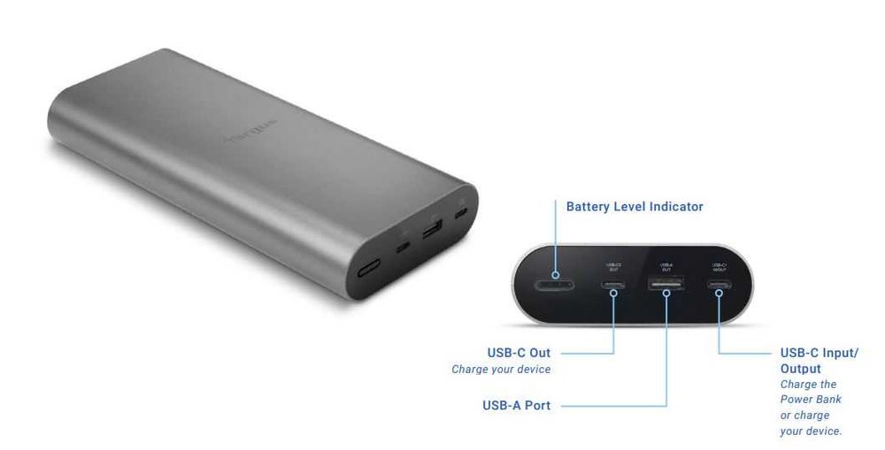 Новий Павербанк PD 100W USB-C Targus APB080GLZ 90wh (25,000 mAh)