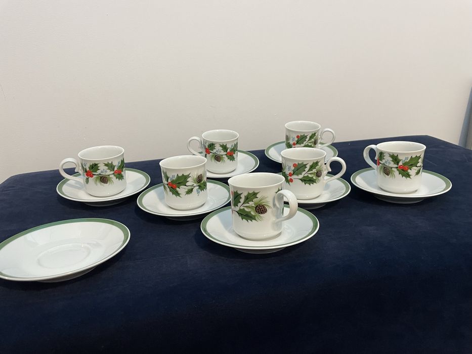 7 Chávenas café Spal porcelana Natal
