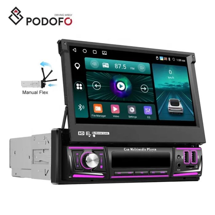 Rádio Retrátil 1din 4/64GB com Carplay Android Waze GPS wifi BT novo