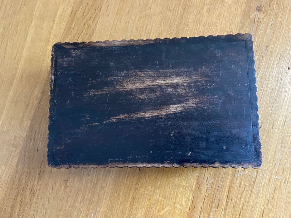 Guarda jóias antigo madeira nobre com aplicações em prata