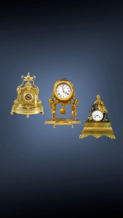 Антикварний камінний годинник часи настольные часы каминные будильник