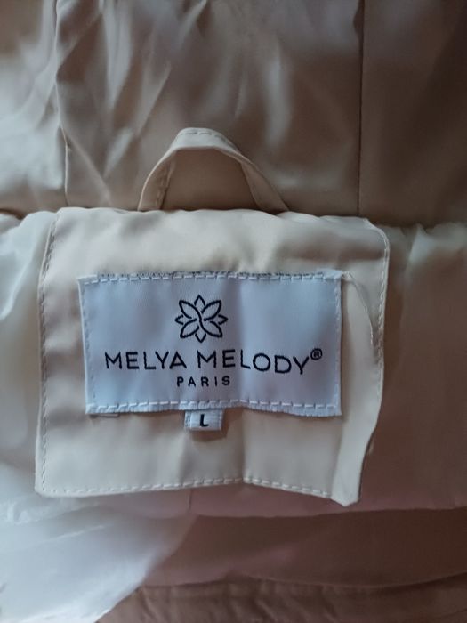 Kurtka długi płaszcz puchowy melya melody paris kremowy ecru