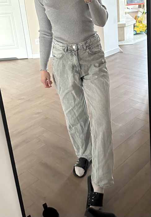 Spodnie jeansowe momfit boyfriend wysoki stan