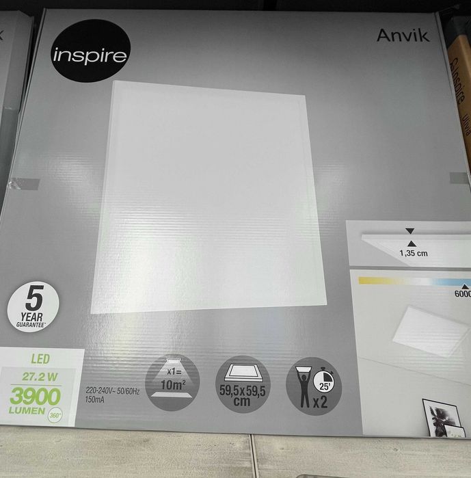 lâmpada de led  para cozinha quadrado  3900lm IP20 59,5cm por 59,5 cm branco nova