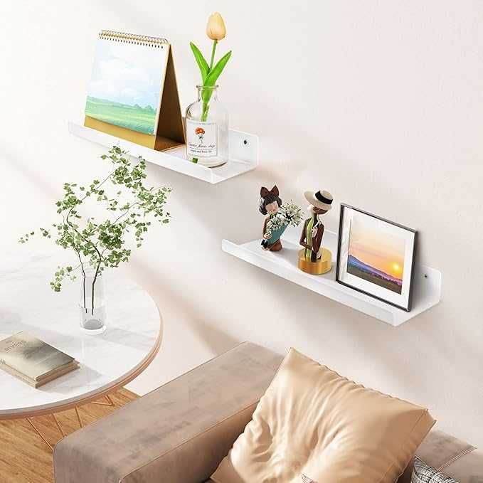 Zestaw 4 półek ściennych (32×10 cm) – bez wiercenia, białe