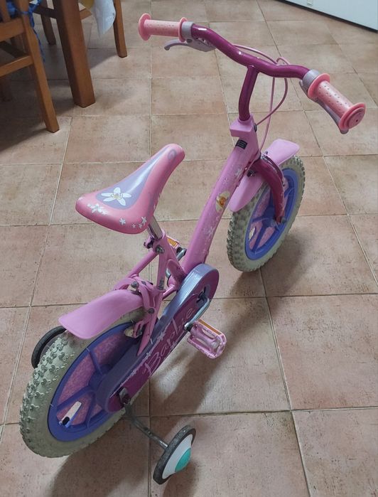 BICICLETA CRIANÇA COMO NOVA,DA BARBIE, RODA 14. Casa,Exercitar,Passeio,Quarto.
