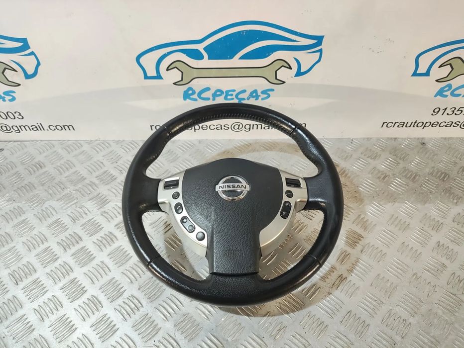 VOLANTE GUIADOR COMPLETO NISSAN QASHQAI J10 FACELIFT FASE 2 48430JD01D 48430JD01 PELE PERFURADA COMANDOS MULTIFUNÇÕES AIRBAG