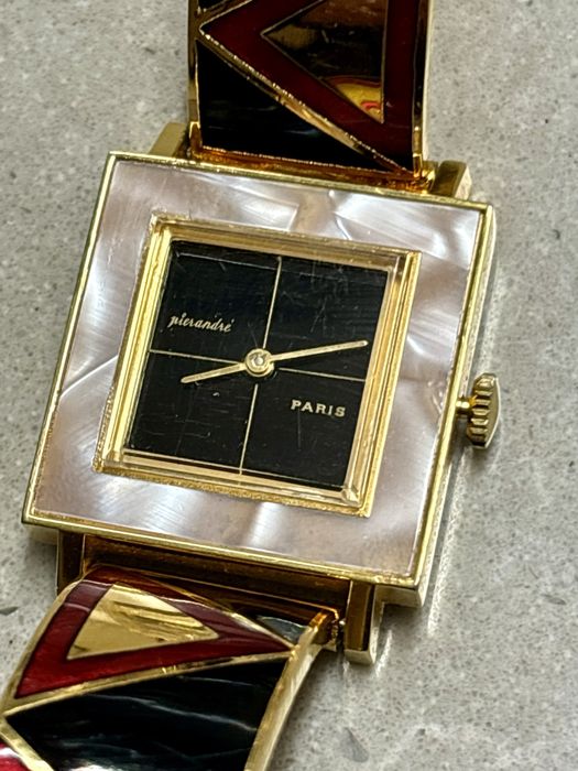 Piere Andre Paris Geometric Art Deco Damski złoty zegarek biżuteryjny
