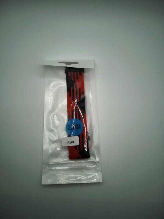 Pleciony Pasek Solo Loop – Czerwono-Czarny  22 mm do Galaxy Watch