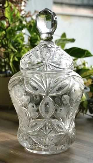 Bardzo duza waza krysztalowa bomboniera szkło prl wielka