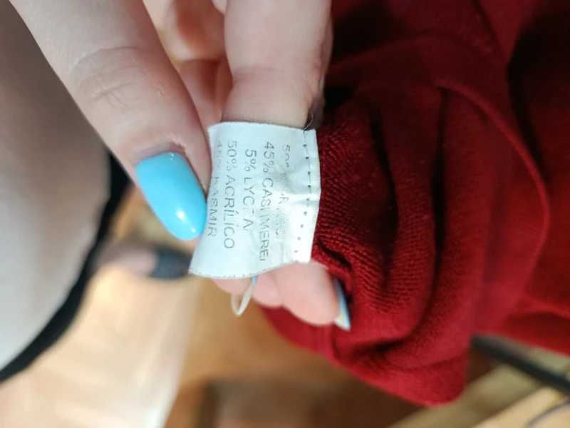 Sweter damski bordowy z dodatkiem kaszmiru | Elegancki i miękki