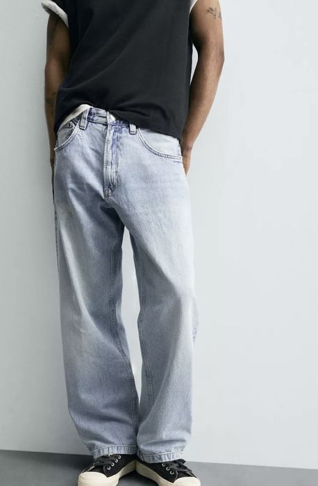 Джинси прямі широкі базові блакитні сині Baggy fit Zara