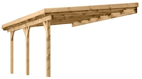 Wiata przyścienna garażowa drewniana 350 x 604 cm