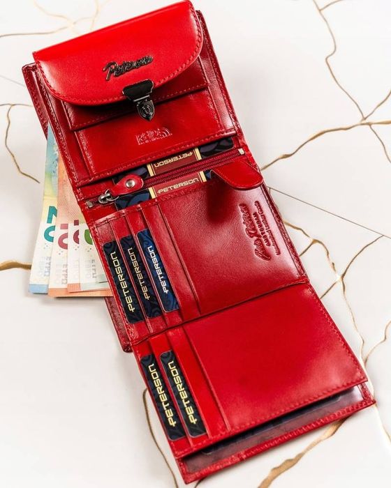 zestaw prezentowy: skórzany portfel damski i brelok - peterson