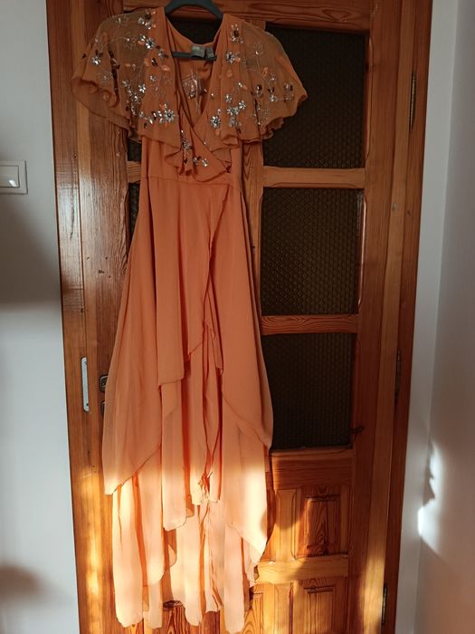 Asos długa pomarańczowa sukienka rozmiar S