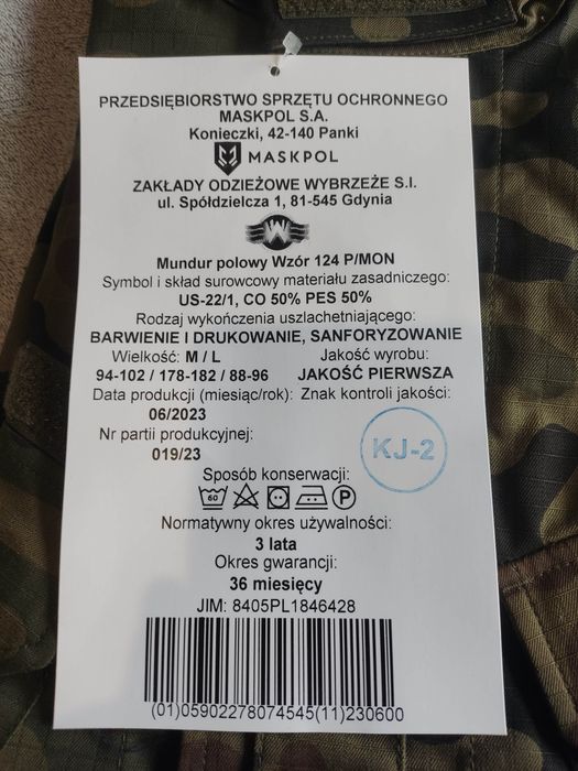 Mundur polowy 125 p/mon