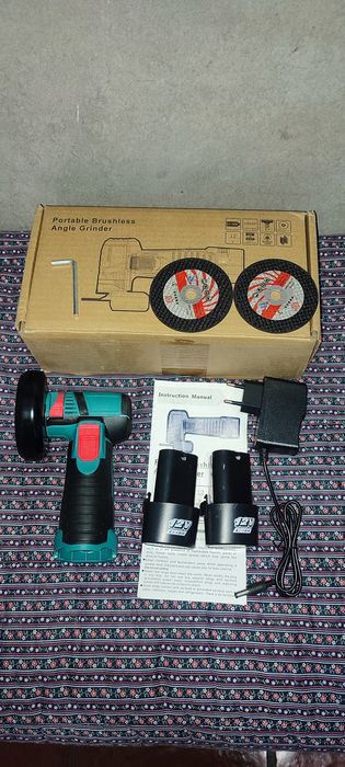 Rebarbadora Angular mini Portátil p Polimento ou Corte 12 V 2000 W com 2 baterias