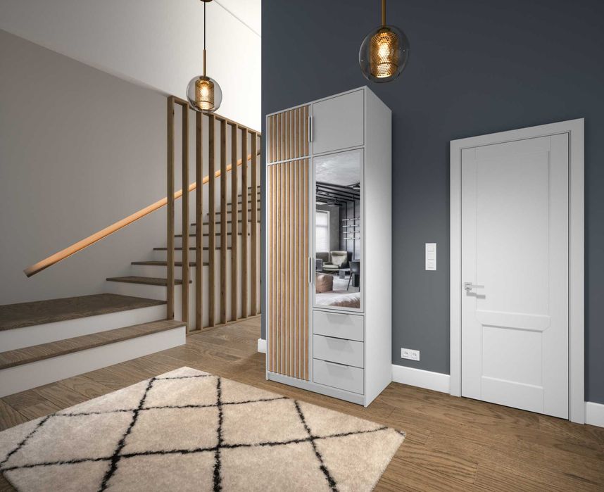 Bali D2 Lux z opcją nadstawki Szafa 100 cm(lustro,lamele,szuflady)