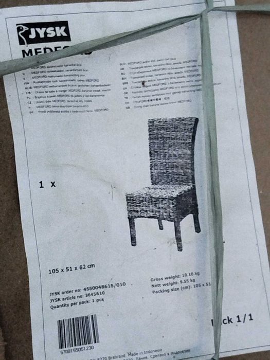 Krzesło Krzesła Jysk Medford 6szt nie używane do jadalni naturalne