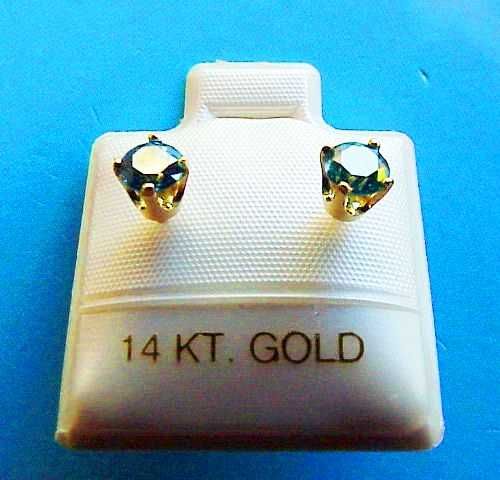 Złote kolczyki 585 sztyfty prawdziwe niebieskie diamenty 0.32ct PROMOC