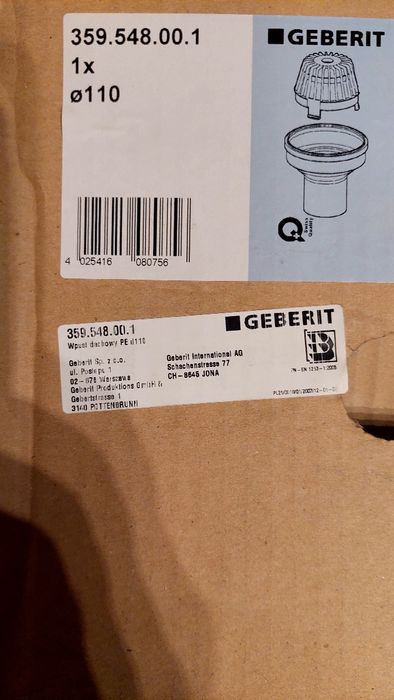 Geberit wpust dachowy grawitacyjny Geberit 359.548.00.1   średnica 110