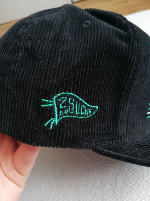 Czapka z daszkiem full cap sztruks skóra 56cm