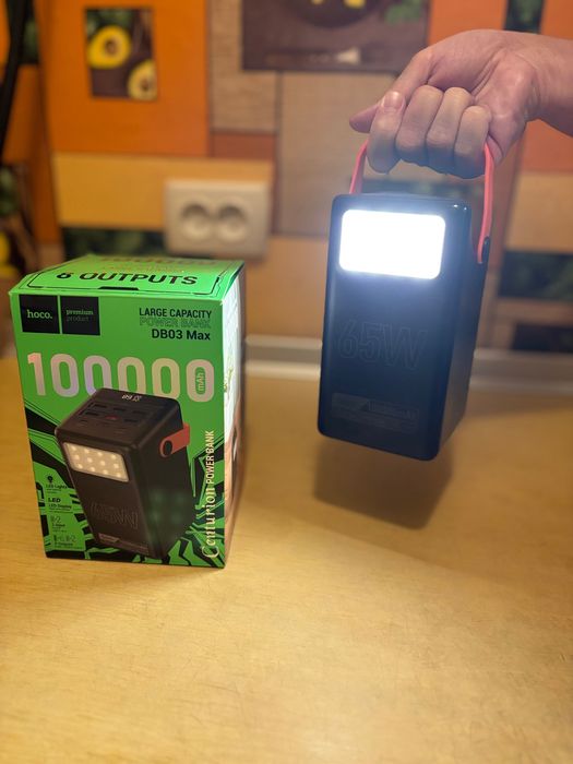 Останній Повербанк Hoco DB03 Max 65W 100000 mAh потужний павербанк для роутера ноута
