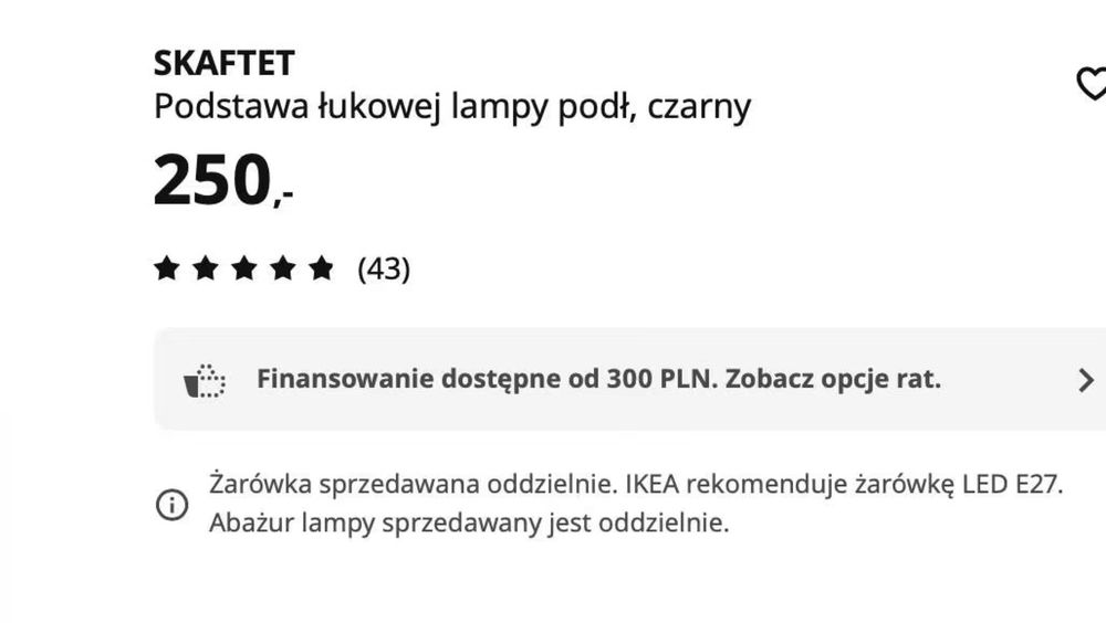 Lampa podlogowa Skaftet IKEA