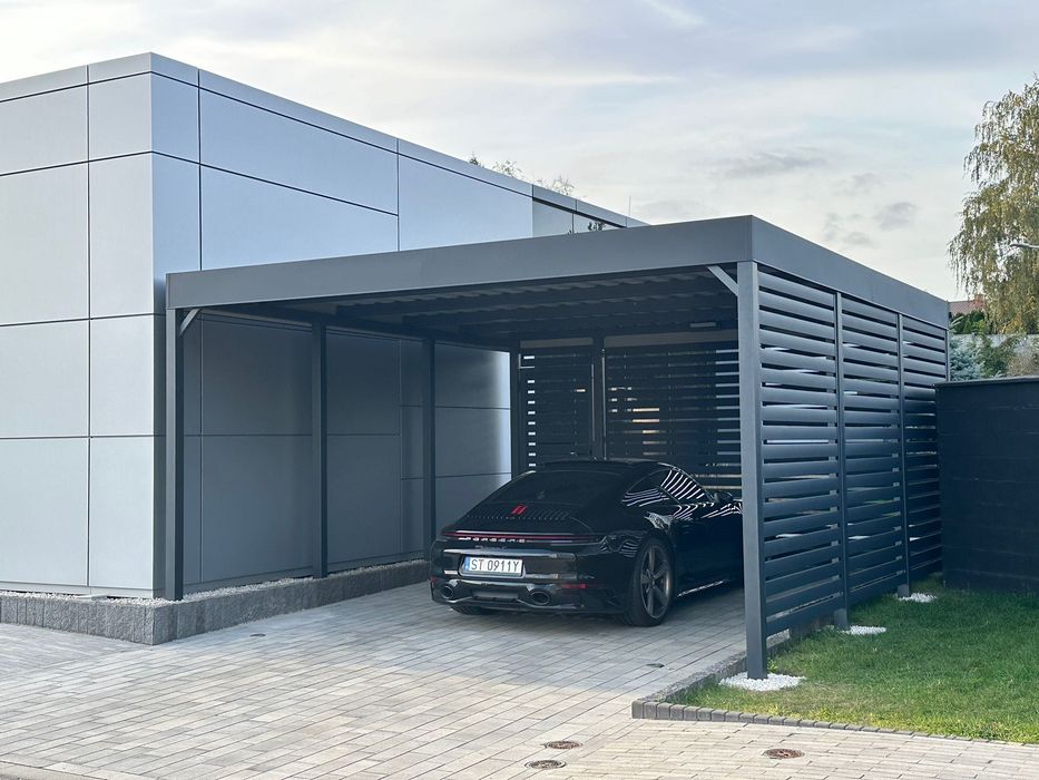 Nowoczesna wiata garażowa, carport, wiata samochodowa