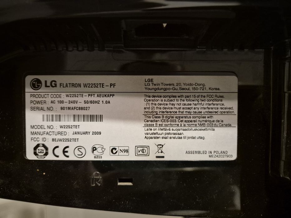 Monitor LCD 22 cale LG W2252TE