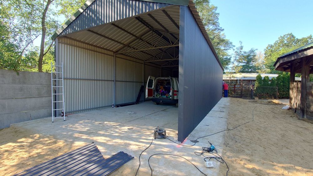 RÓŻNE WYMIARY ! - Konstrukcja stalowa - Budynek Gospodarczy - Wiata